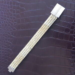 Horseshoe Bracelet Soft Yellow Cut Glass Vintage, 4 Rows